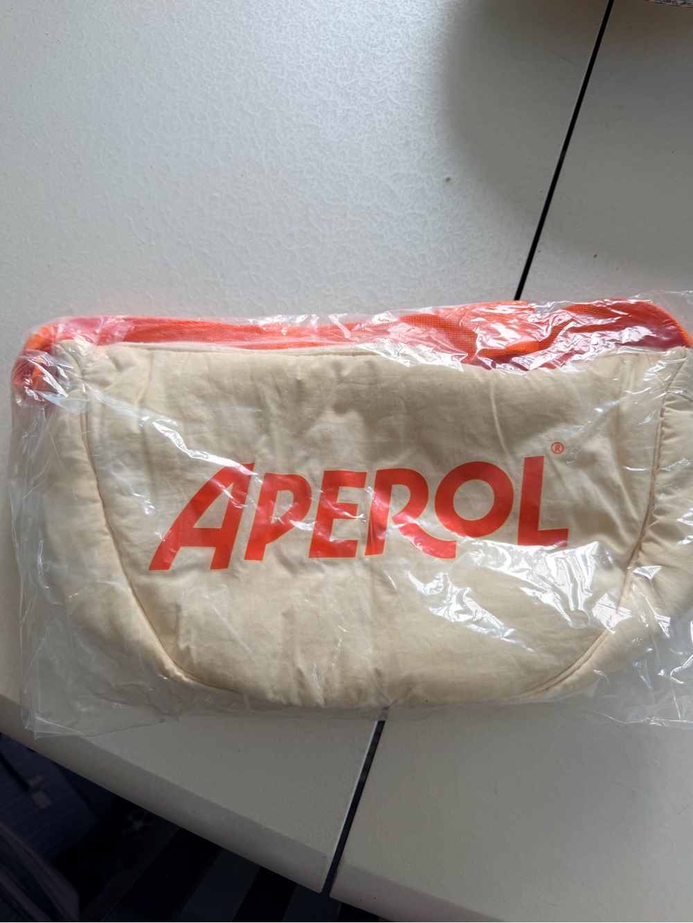 Cream and Orange Logo Fanny pack Bag